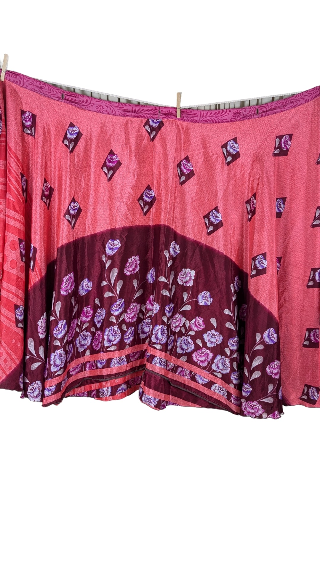 Regular 4 Layer Maxi Length Up-Cycled Reversible Sari Wrap Skirt