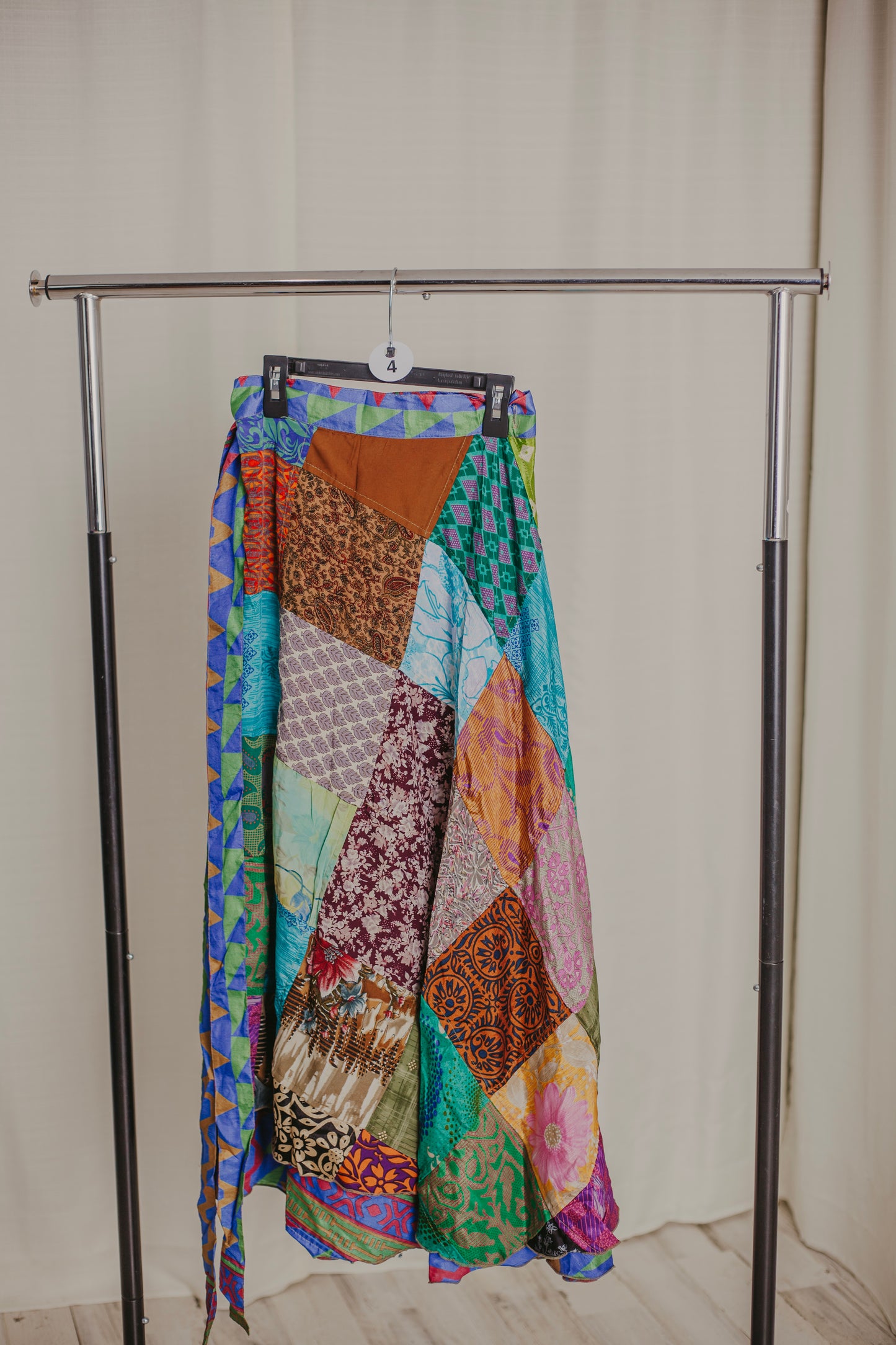 Regular Upcycled Sari Wrap Reversible Patchwork Skirt