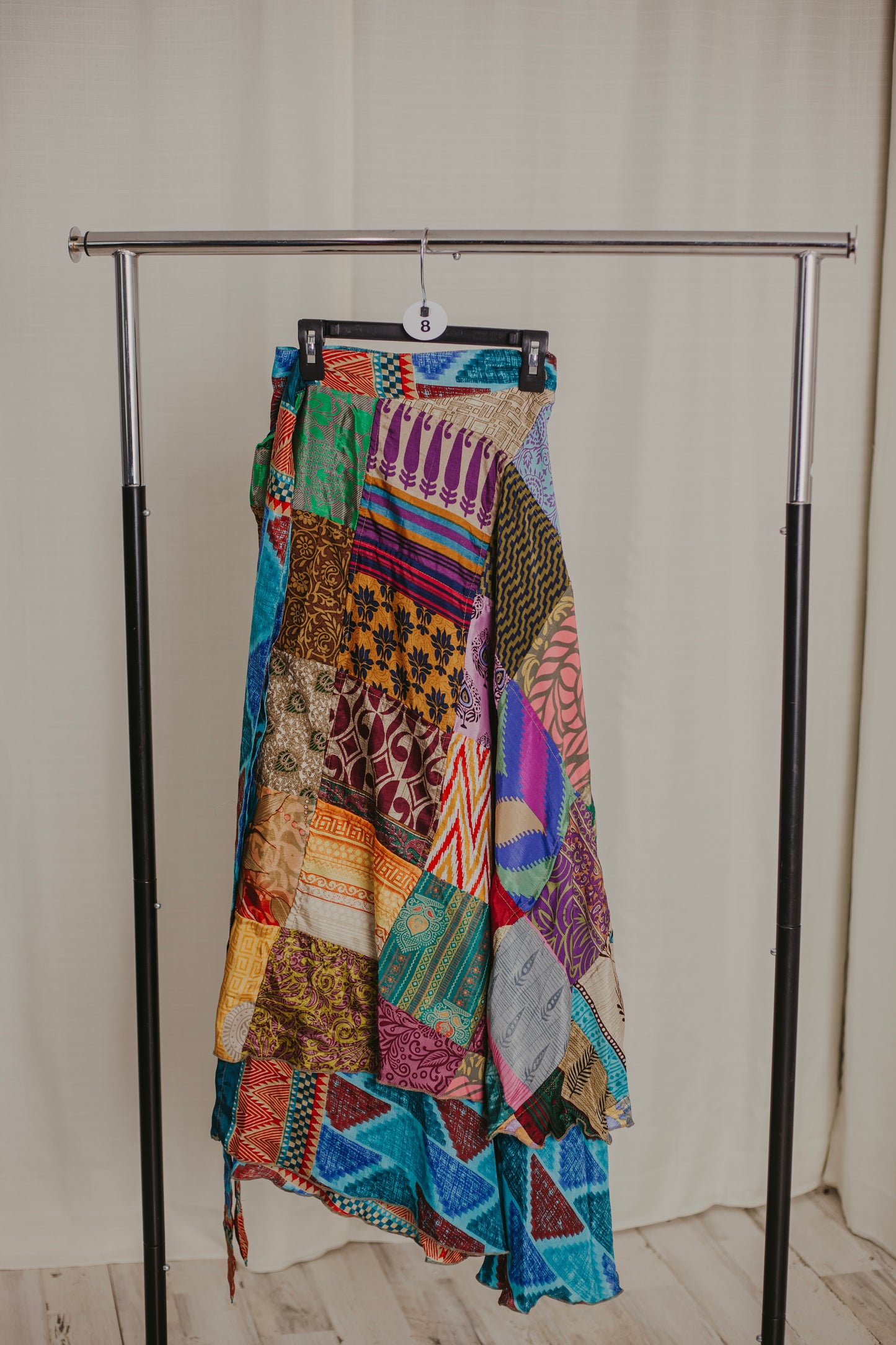 Regular Upcycled Sari Wrap Reversible Patchwork Skirt
