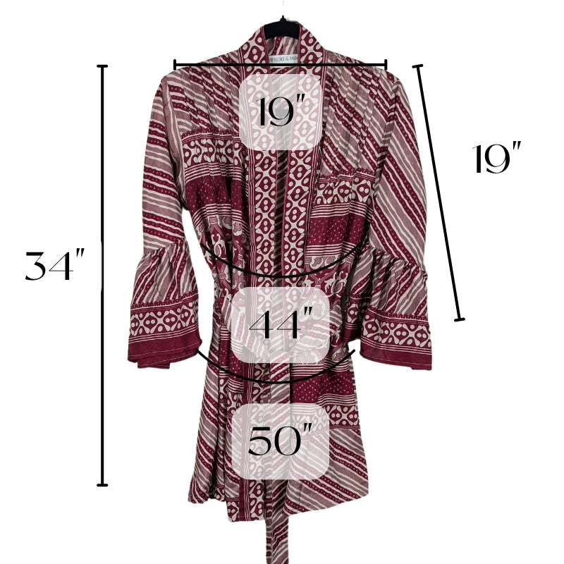 Short Flared Sleeve Up-cycled Sari Kimono