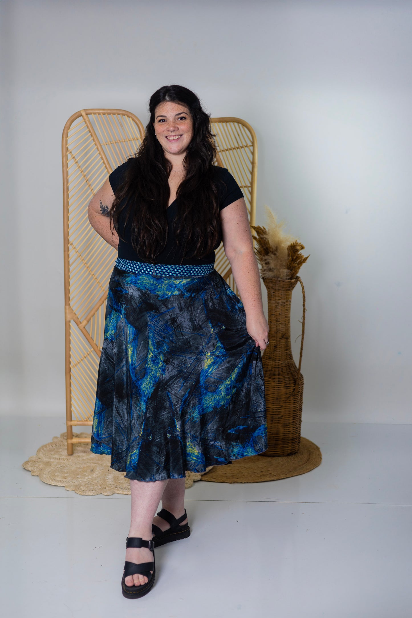 Goddess/Tea Length Up-Cycled Reversible Sari Wrap Skirt #61