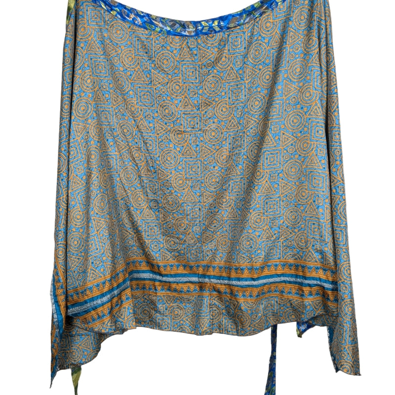 Plus/Maxi Length Up-Cycled Reversible Sari Wrap Skirt #12