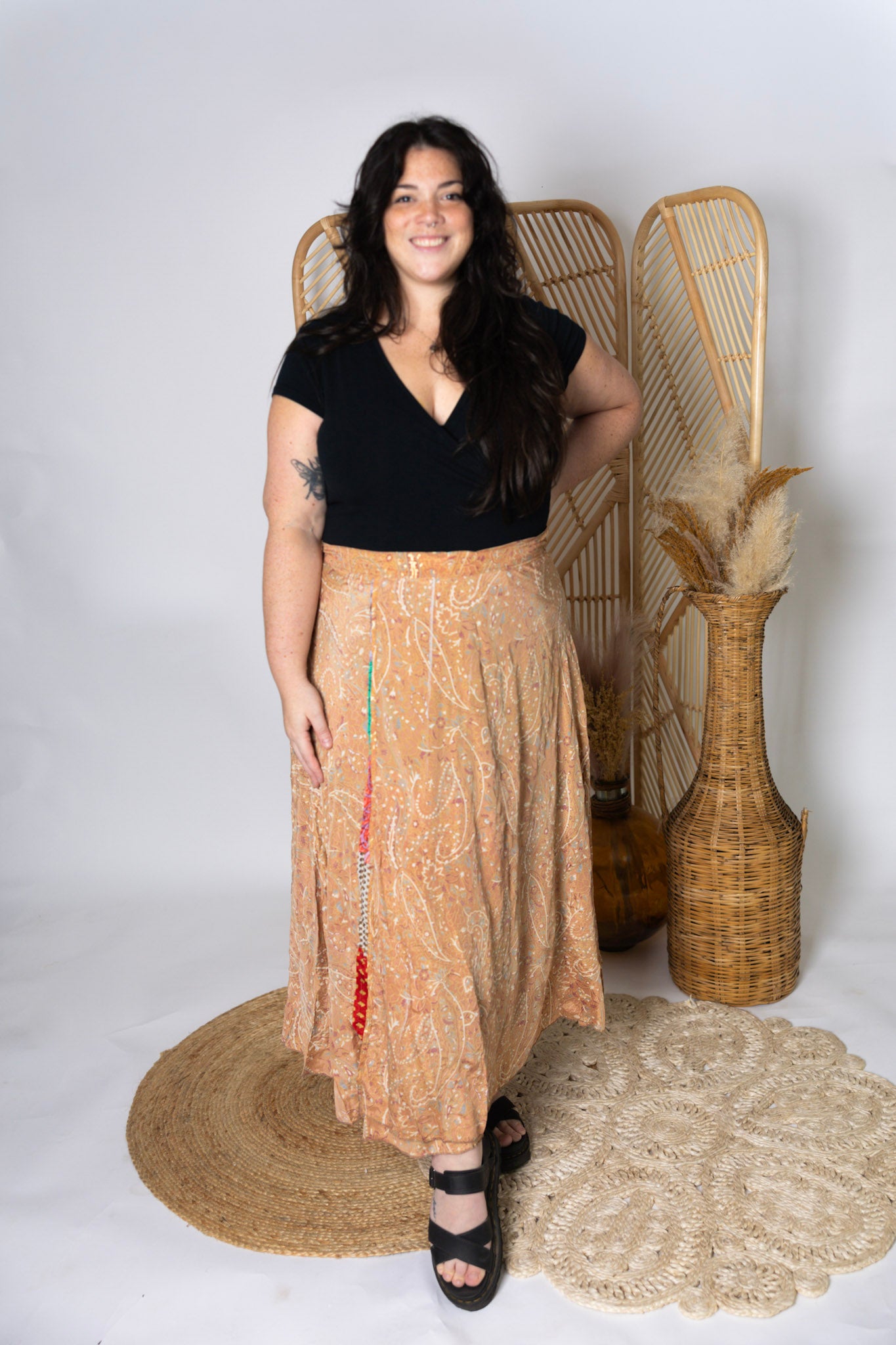 Plus Size Reversible Patchwork Sari Wrap Skirt #155