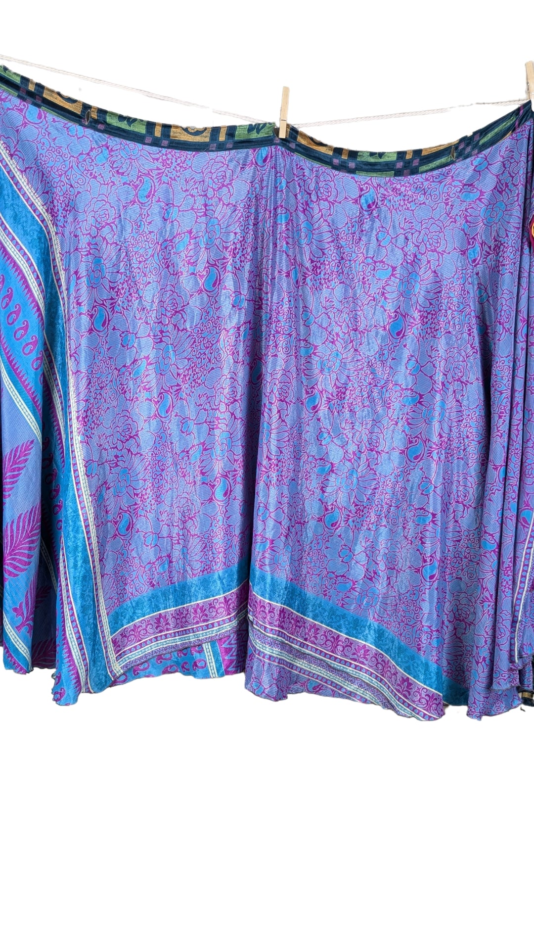 Regular 4 Layer Maxi Length Up-Cycled Reversible Sari Wrap Skirt