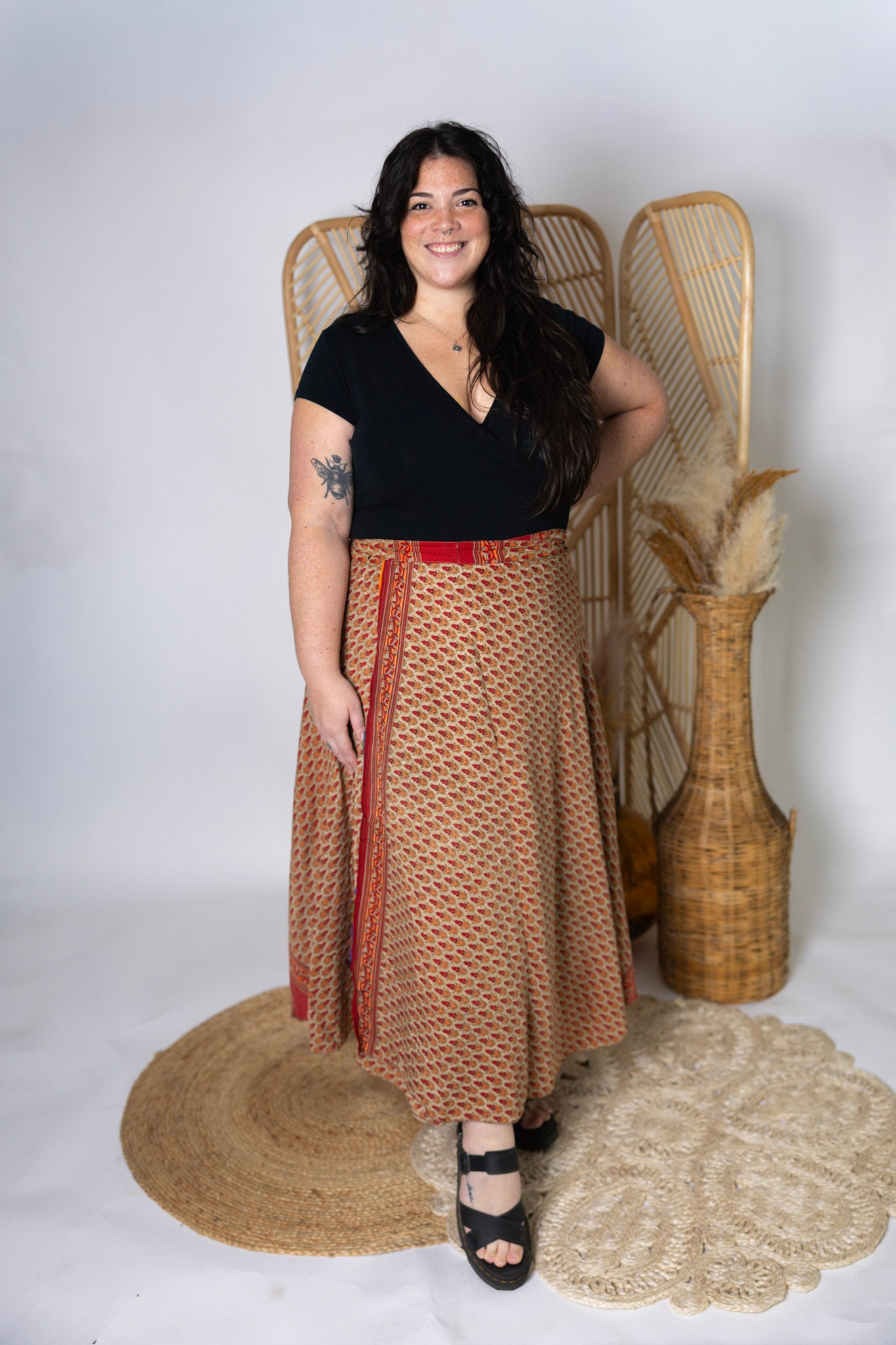 Plus Size Reversible Patchwork Sari Wrap Skirt #158