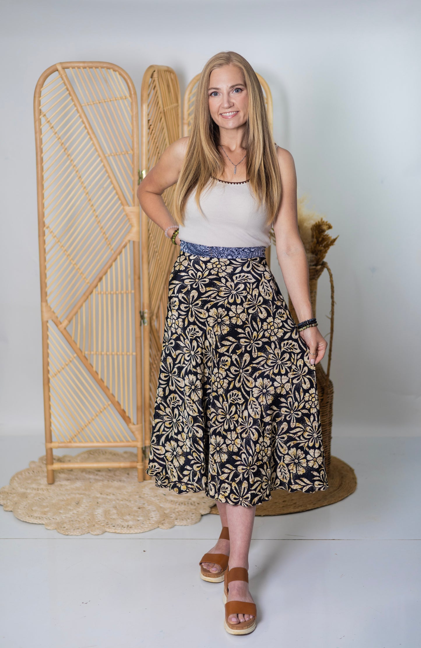Regular/Tea Length Up-Cycled Reversible Sari Wrap Skirt #35