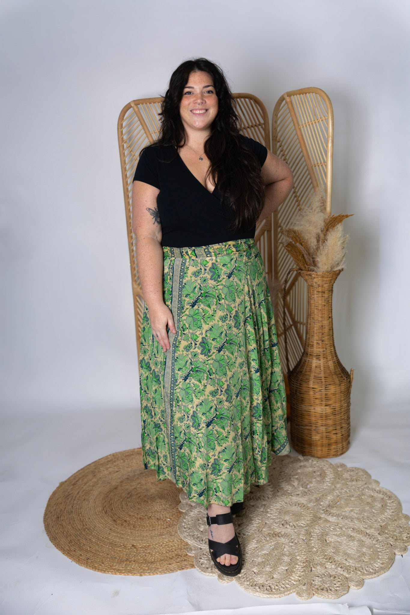 Plus Size Reversible Patchwork Sari Wrap Skirt #149