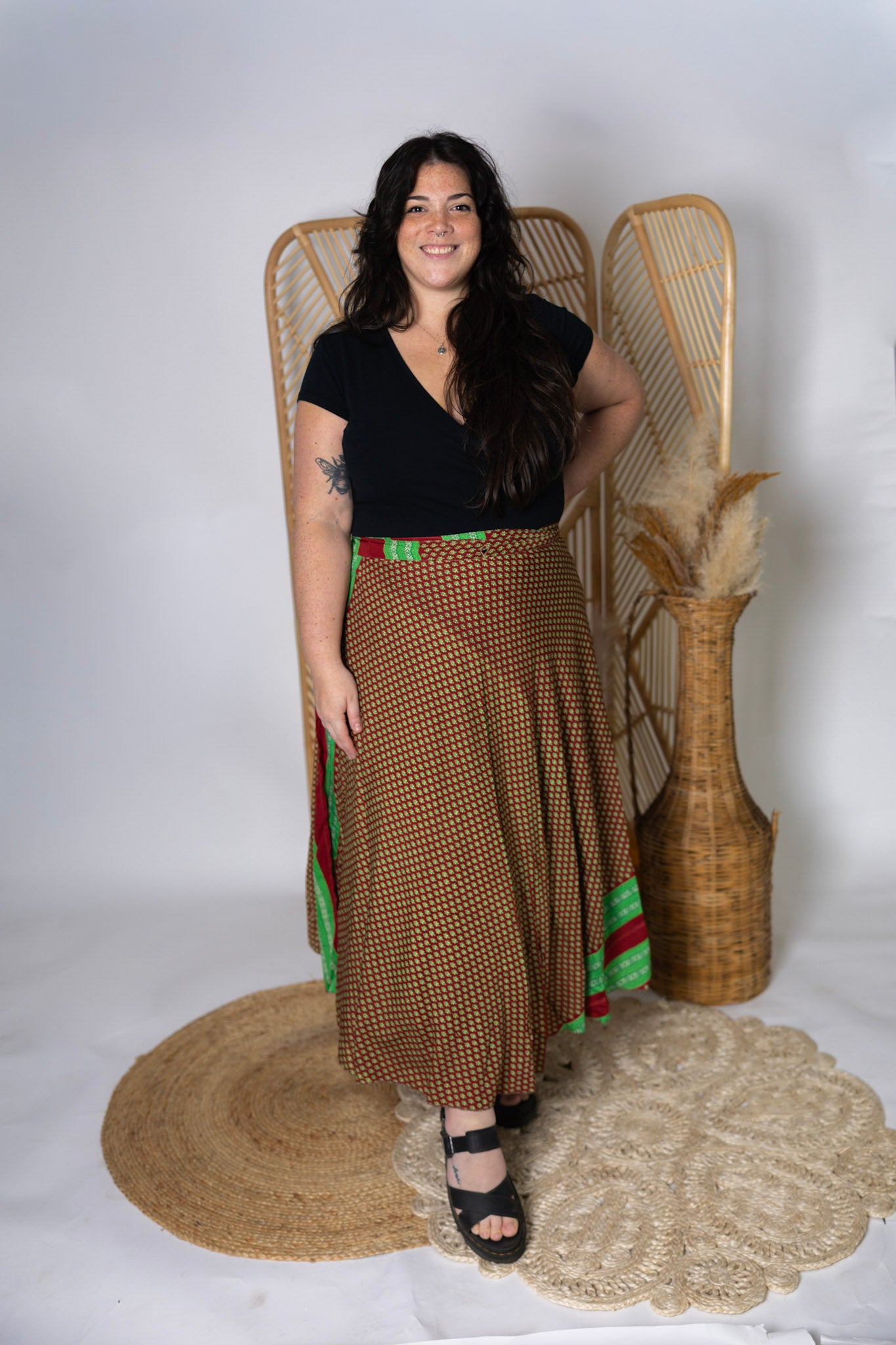 Plus Size Reversible Patchwork Sari Wrap Skirt #150