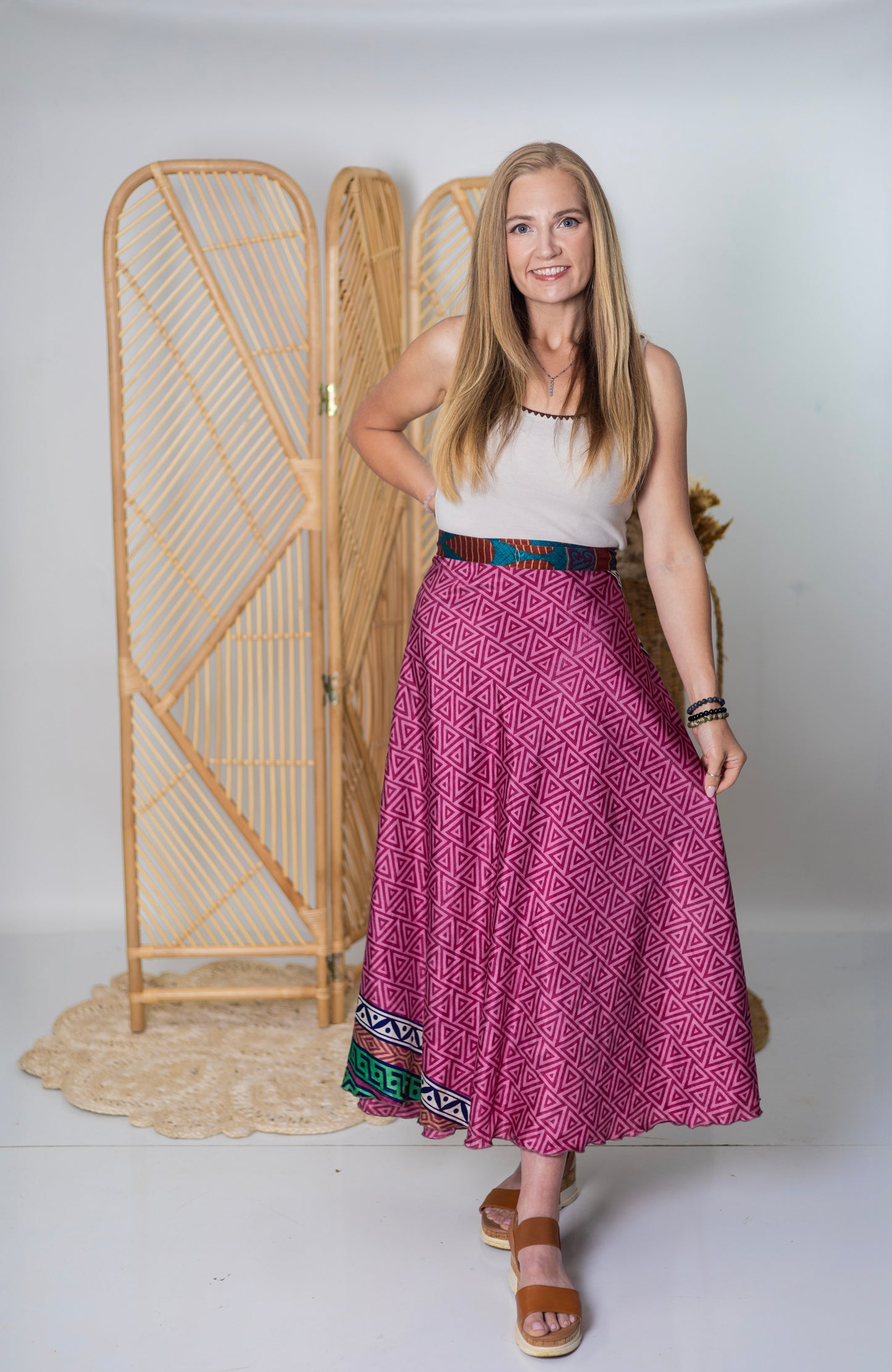 Regular/Maxi Length Up-Cycled Reversible Sari Wrap Skirt #37