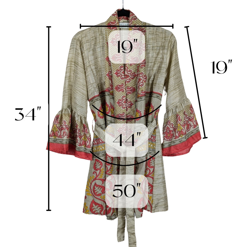 Short Flared Sleeve Up-cycled Sari Kimono