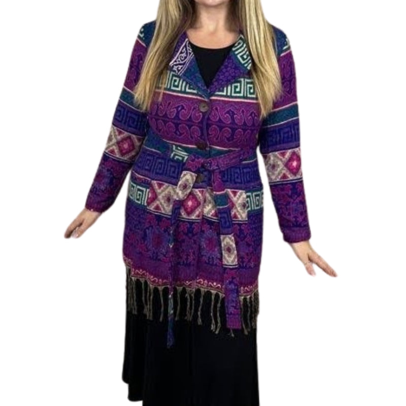 100% Wool Button Jacket- Baby Blue & Pink