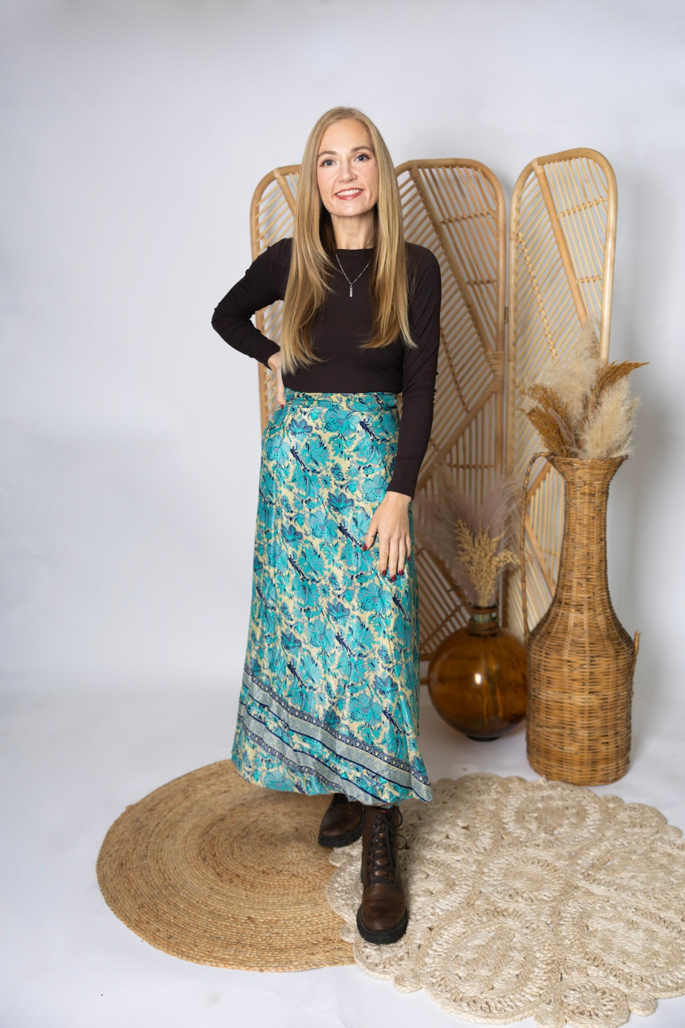 Regular Size Reversible Patchwork Sari Wrap Skirt #124