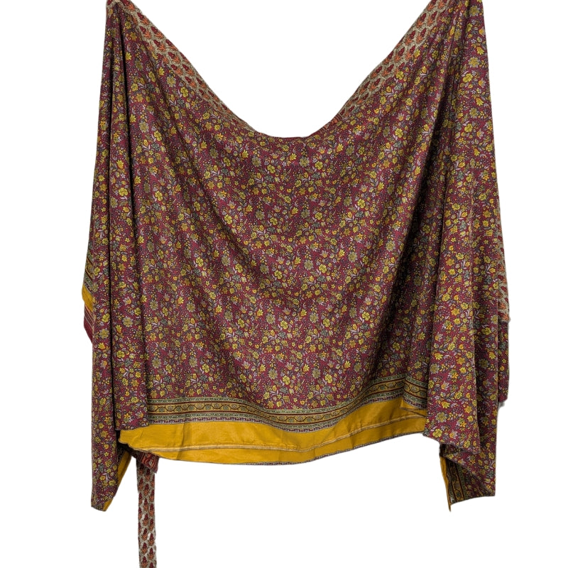 Goddess/Tea Length Up-Cycled Reversible Sari Wrap Skirt #48