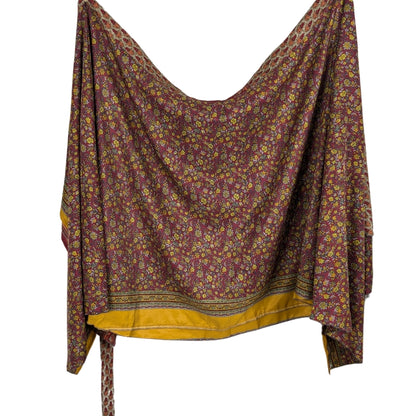 Goddess/Tea Length Up-Cycled Reversible Sari Wrap Skirt #48