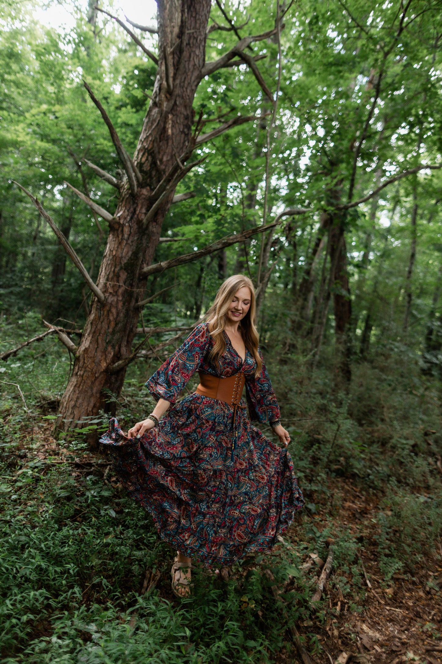 Regular Midnight Ruby - Twyla Set 🌟Tiered Skirt  and Bell Sleeve Wrap Top