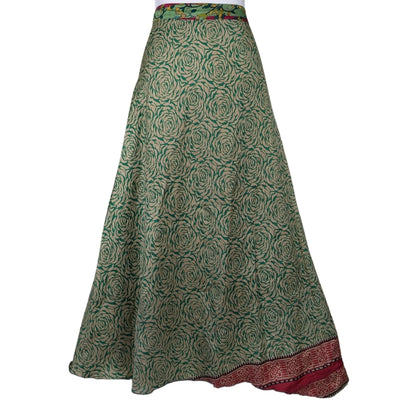 Regular/Maxi Length Up-Cycled Reversible Sari Wrap Skirt #68