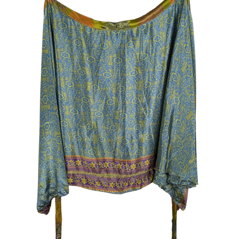 Plus/Maxi Length Up-Cycled Reversible Sari Wrap Skirt #87