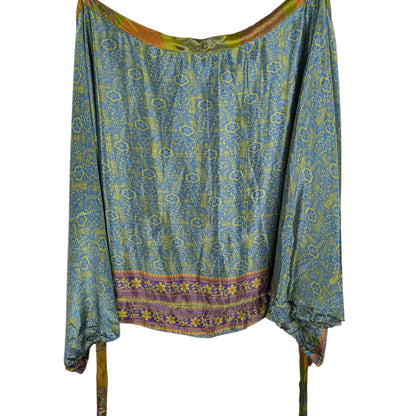 Plus/Maxi Length Up-Cycled Reversible Sari Wrap Skirt #87