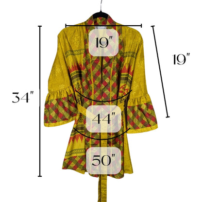 Short Flared Sleeve Up-cycled Sari Kimono
