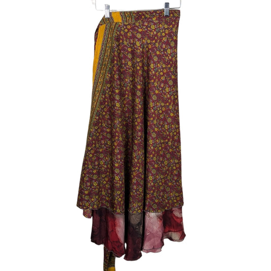 Regular/Maxi Length Up-Cycled Reversible Sari Wrap Skirt #17