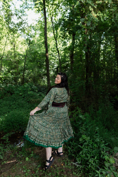 Plus Fern - Twyla Set 🌟Tiered Skirt  and Bell Sleeve Wrap Top