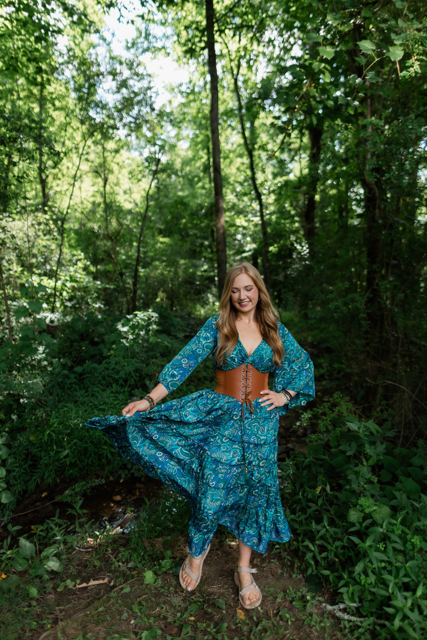 Regular Ocean Blue - Twyla Set 🌟Tiered Skirt  and Bell Sleeve Wrap Top