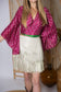 Regular Up-Cycled Sari Bell Sleeve Wrap Tie Top #100