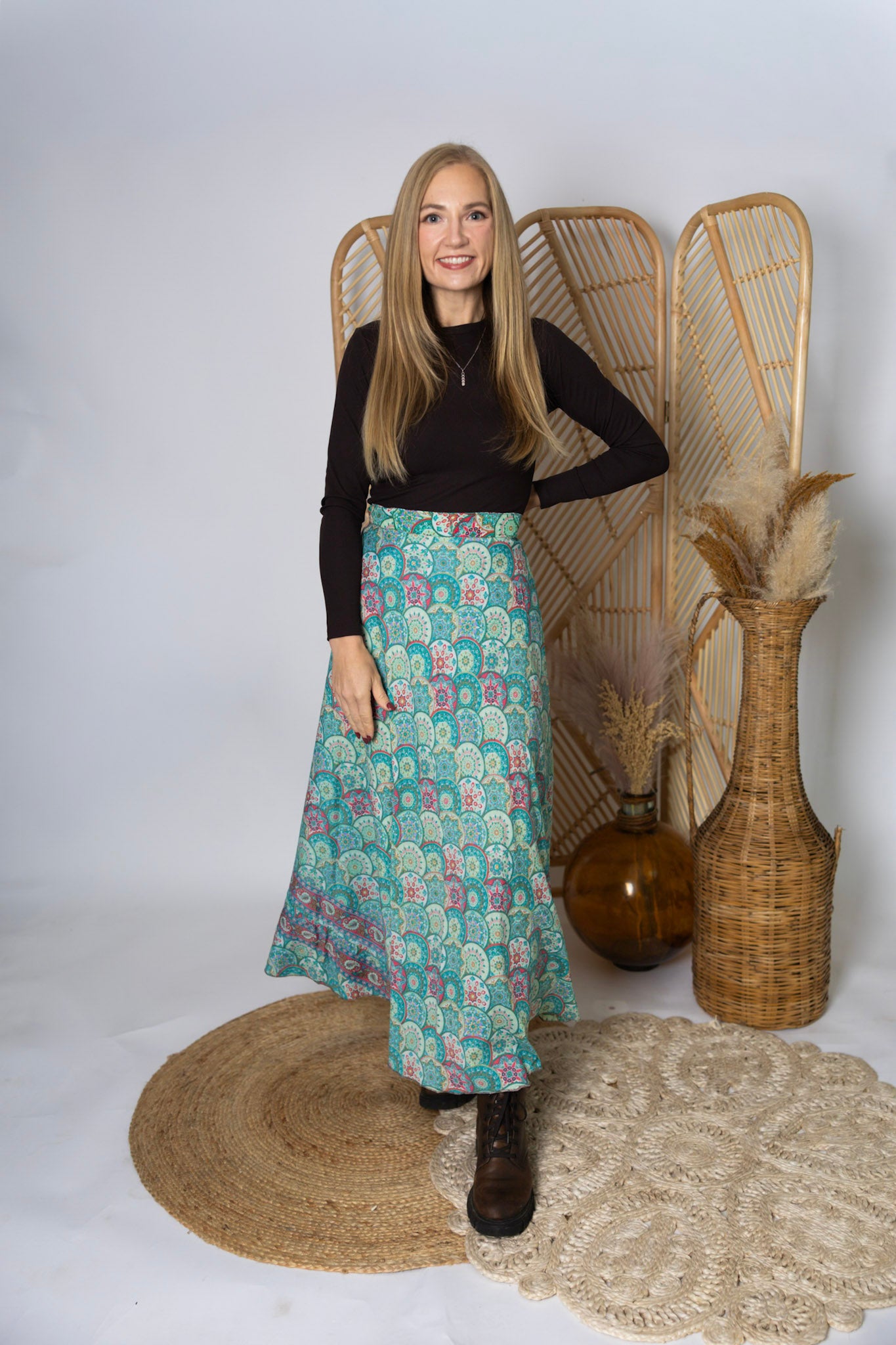 Regular Size Reversible Patchwork Sari Wrap Skirt #126