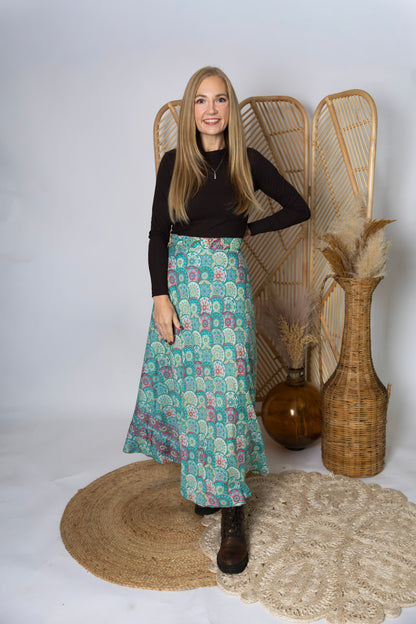 Regular Size Reversible Patchwork Sari Wrap Skirt #126