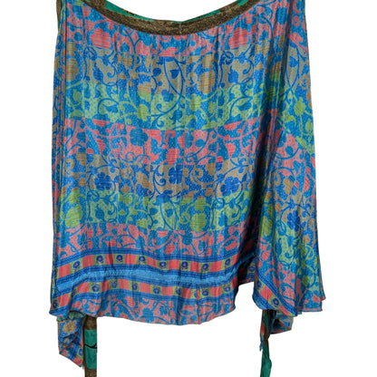 Plus/Maxi Length Up-Cycled Reversible Sari Wrap Skirt #15