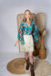 Regular Up-Cycled Sari Bell Sleeve Wrap Tie Top #106