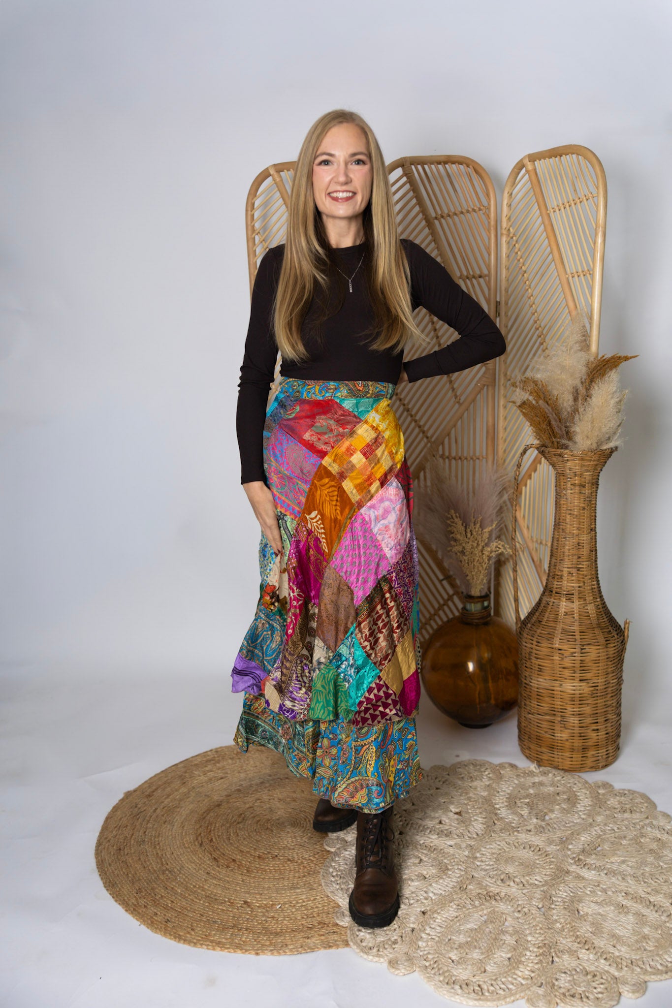 Regular Size Reversible Patchwork Sari Wrap Skirt #127