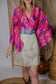 Regular Up-Cycled Sari Bell Sleeve Wrap Tie Top #108