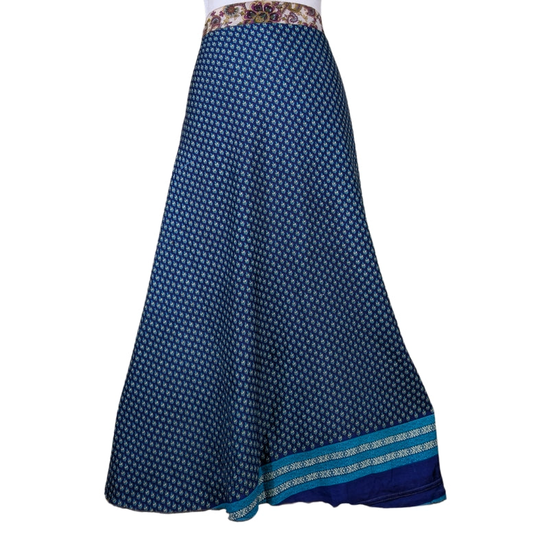 Regular/Maxi Length Up-Cycled Reversible Sari Wrap Skirt #86/87