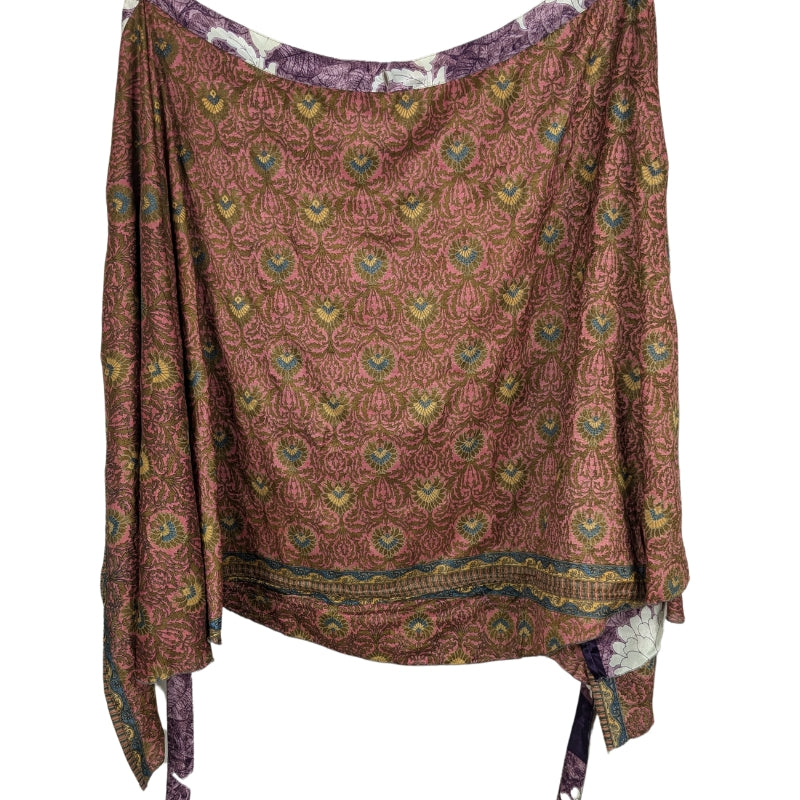 Plus/Maxi Length Up-Cycled Reversible Sari Wrap Skirt #73