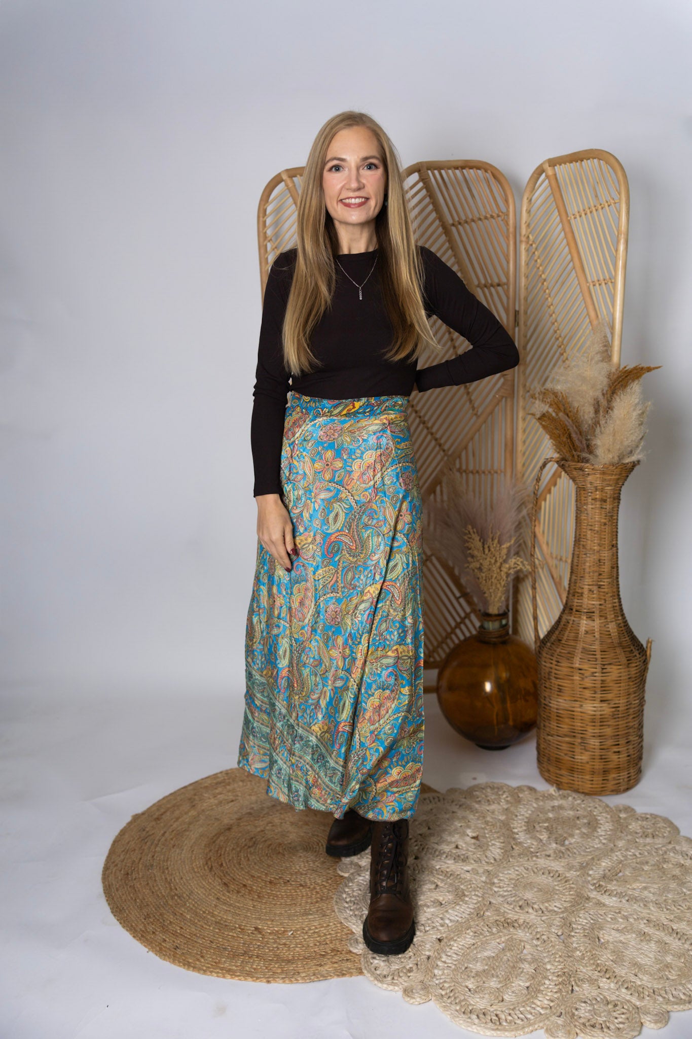 Regular Size Reversible Patchwork Sari Wrap Skirt #127