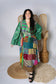 Plus Up-Cycled Sari Bell Sleeve Wrap Tie Top #112