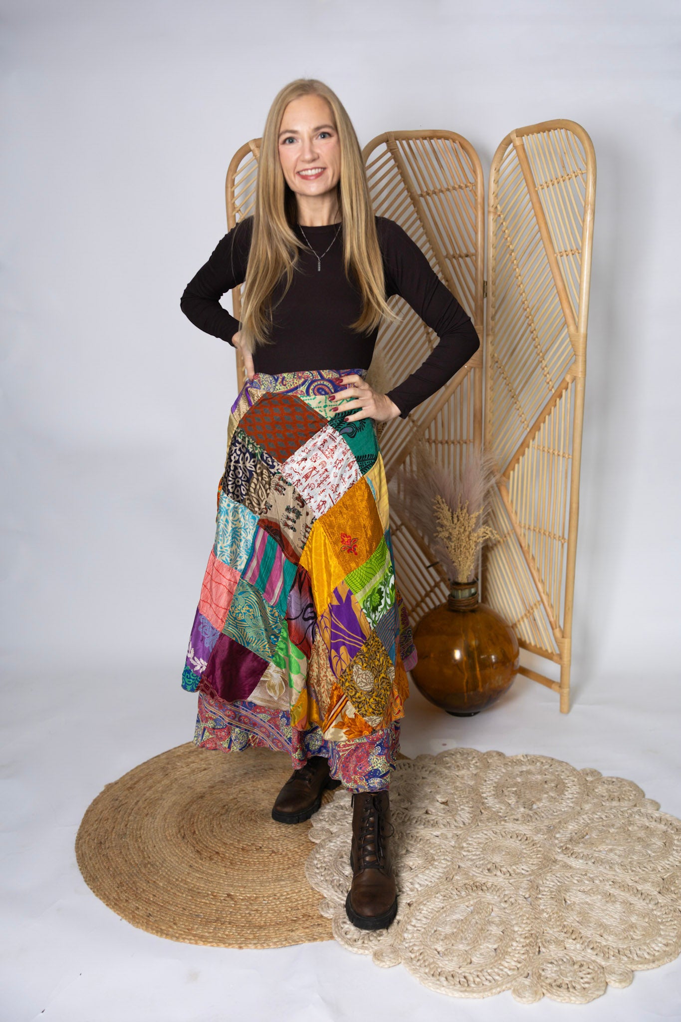 Regular Size Reversible Patchwork Sari Wrap Skirt #122