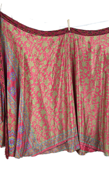 Regular 4 Layer Maxi Length Up-Cycled Reversible Sari Wrap Skirt