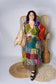 Plus Up-Cycled Sari Bell Sleeve Wrap Tie Top #116