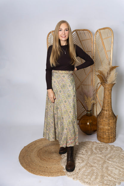 Regular Size Reversible Patchwork Sari Wrap Skirt #128