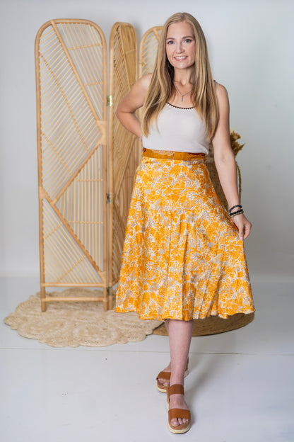 Regular/Tea Length Up-Cycled Reversible Sari Wrap Skirt #21