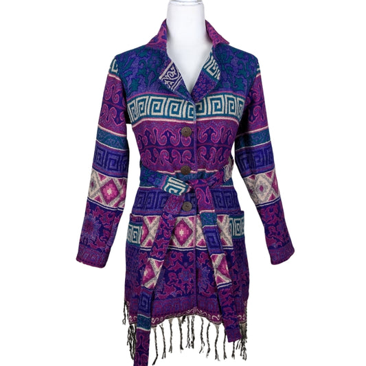 100% Wool Button Jacket - Purple