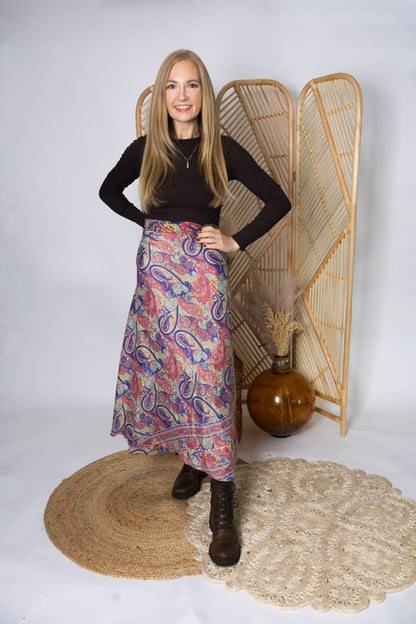 Regular Size Reversible Patchwork Sari Wrap Skirt #122