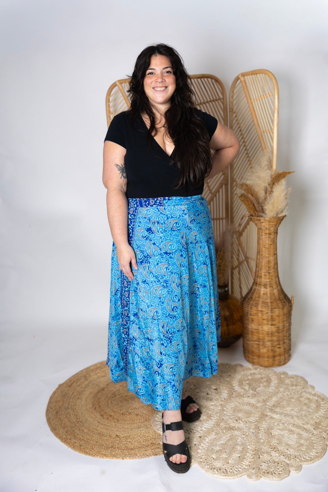 Plus Size Reversible Patchwork Sari Wrap Skirt #157