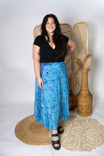 Plus Size Reversible Patchwork Sari Wrap Skirt #157