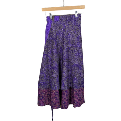 Regular/Tea Length Up-Cycled Reversible Sari Wrap Skirt #1
