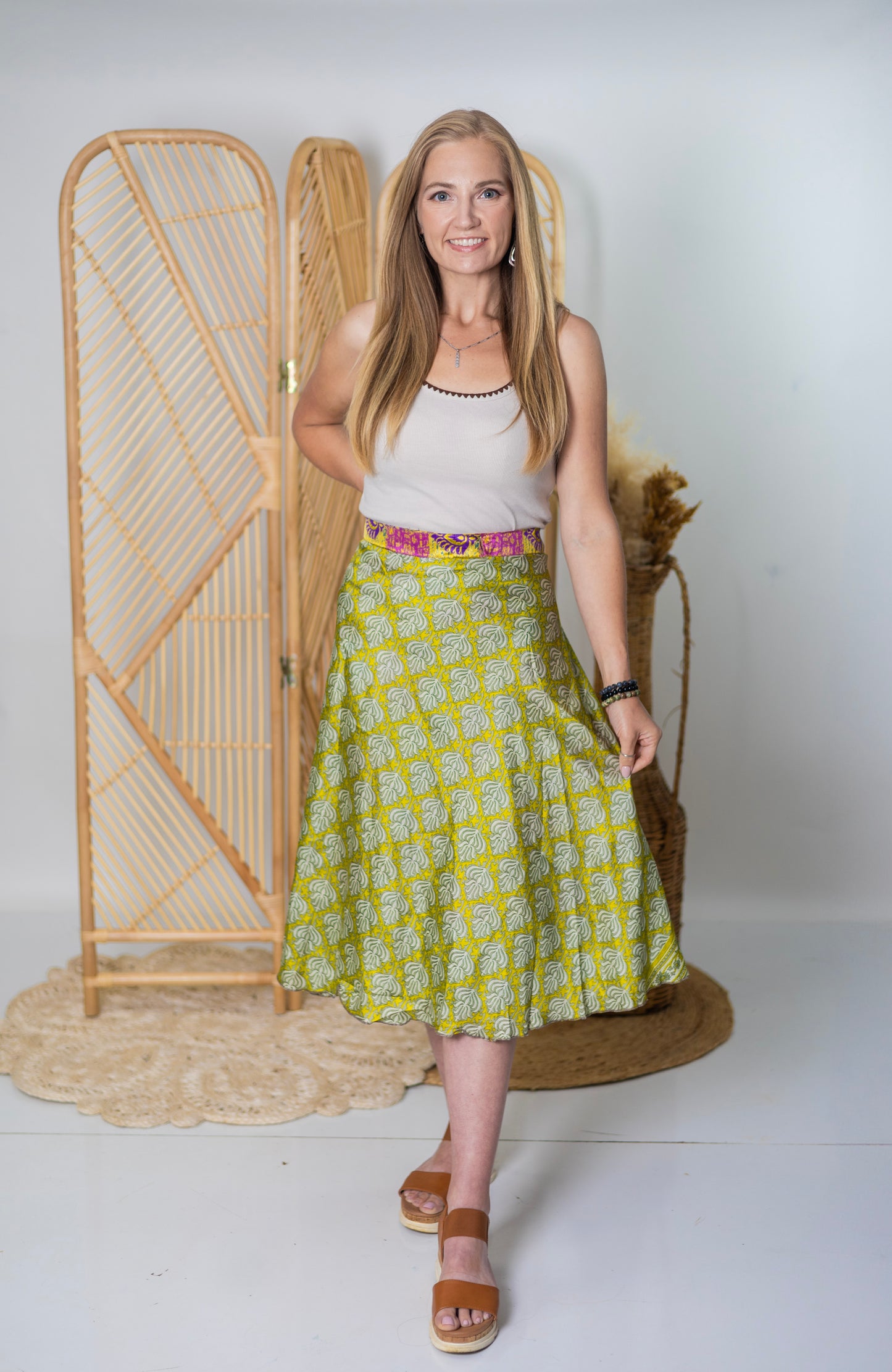 Regular/Tea Length Up-Cycled Reversible Sari Wrap Skirt #28