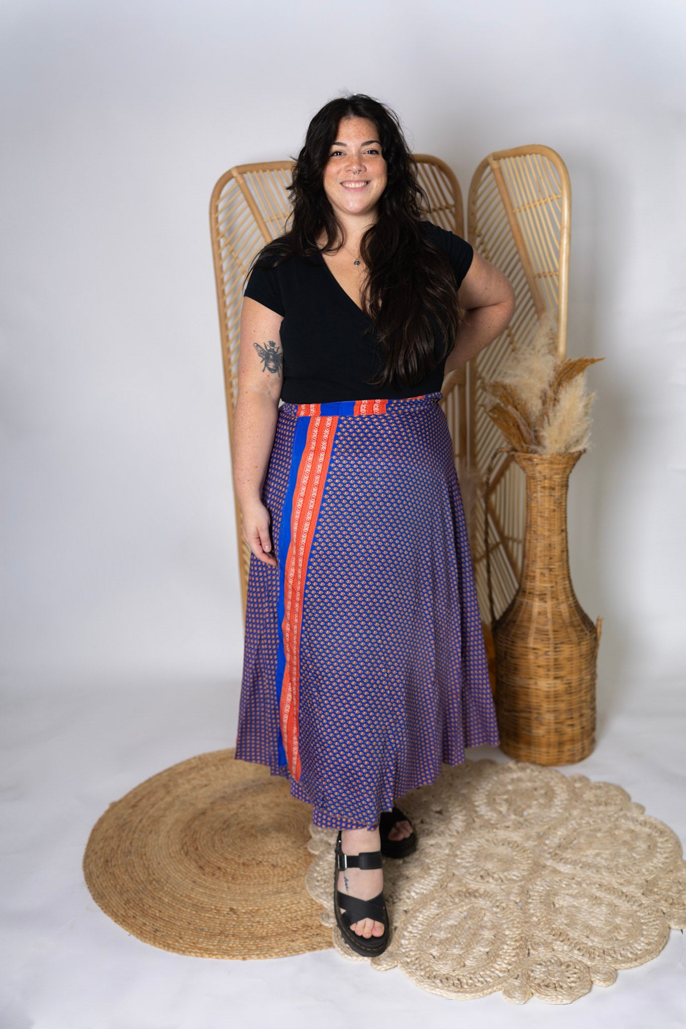 Plus Size Reversible Patchwork Sari Wrap Skirt #151