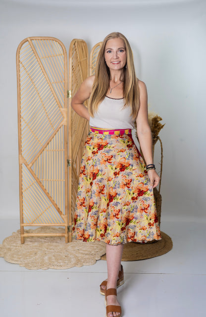 Regular/Tea Length Up-Cycled Reversible Sari Wrap Skirt #60